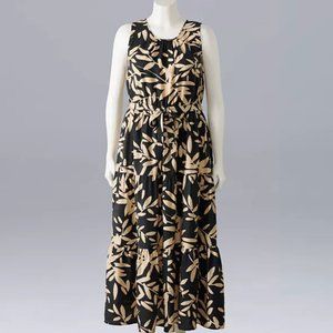 Women's Simply Vera Vera Wang Ruched Tiered Maxi Dress Size XXL Palm Print